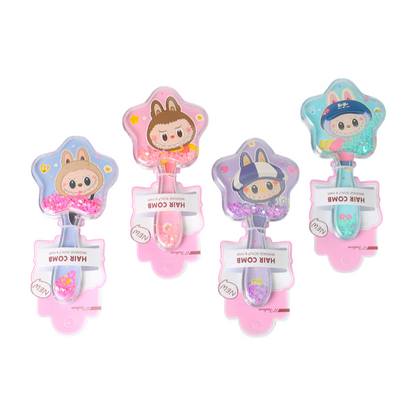 Kids Glitter Hair Brush Cartoon Princess Cushion Detangling Comb, Scalp Massage Brush Random Colors