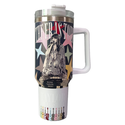 Taylor Swift 40oz Insulated Tumbler with Handle and Straw Car Travel Mug, Hot & Cold Stainless Steel Cup