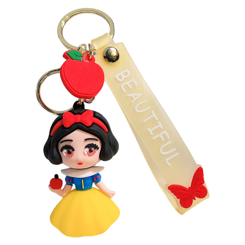 Cute Cartoon Princess Backpack Charm – Soft Silicone Keychain for Bags & Car Keys