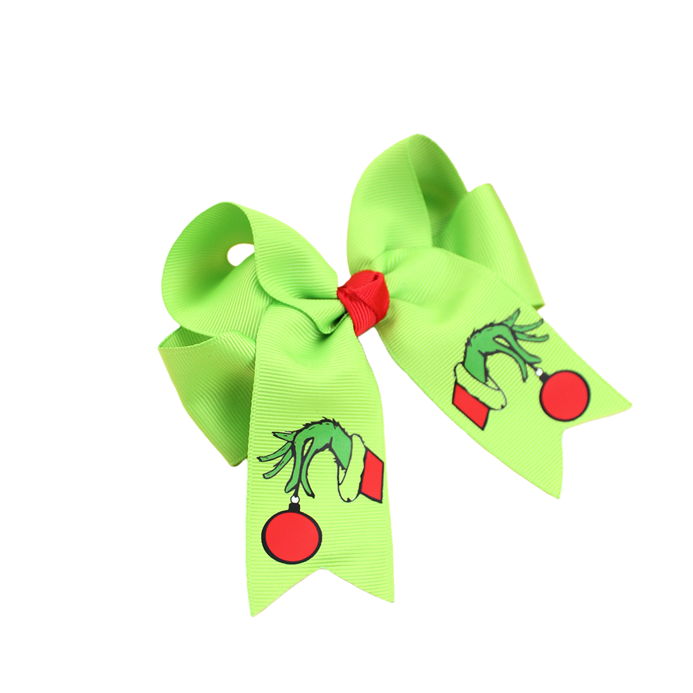 Christmas Headbands 2025 Santa & Grinch Printed Ribbon Hair Accessories for Kids