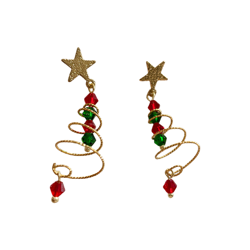 2025 Christmas New Design Velvet Bow Earrings Elegant Large Bow and Christmas Tree Festive Statement Earrings