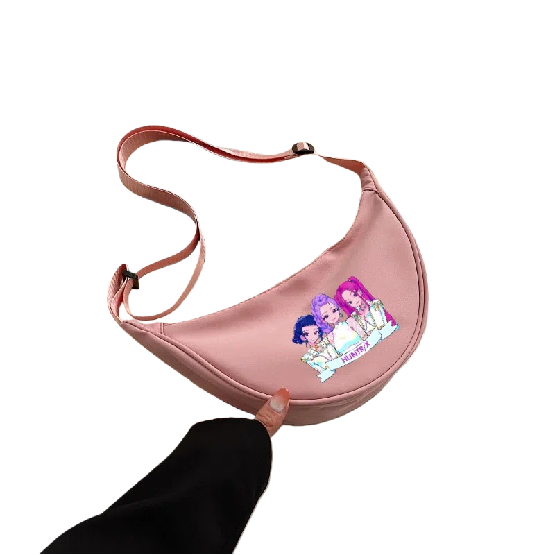 K-Pop Demon Hunters Saja Boys Print Shoulder Bag Crossbody Messenger Half-Moon Bag