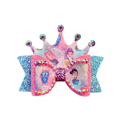 Kids K-Pop Demon Hunter Glitter Bow Hair Clips, Cute Cartoon Character Barrettes