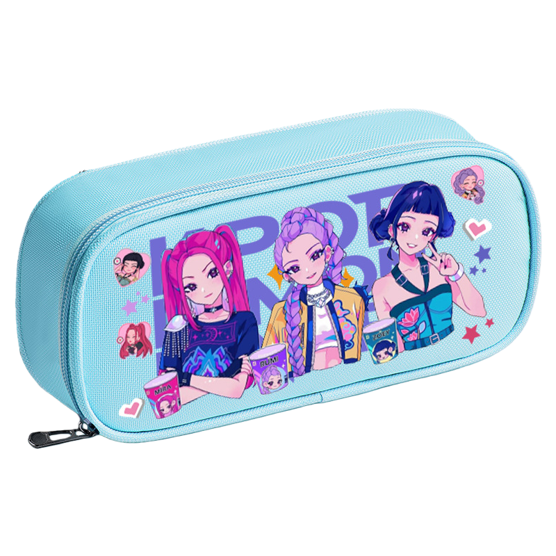 K-Pop Demon Hunters Pencil Case Large Capacity 3-compartment Pen Bag Trendy Stationery Organizer Office Supplies