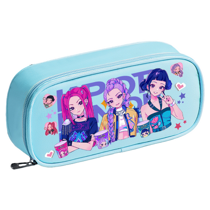 K-Pop Demon Hunters Pencil Case Large Capacity 3-compartment Pen Bag Trendy Stationery Organizer Office Supplies