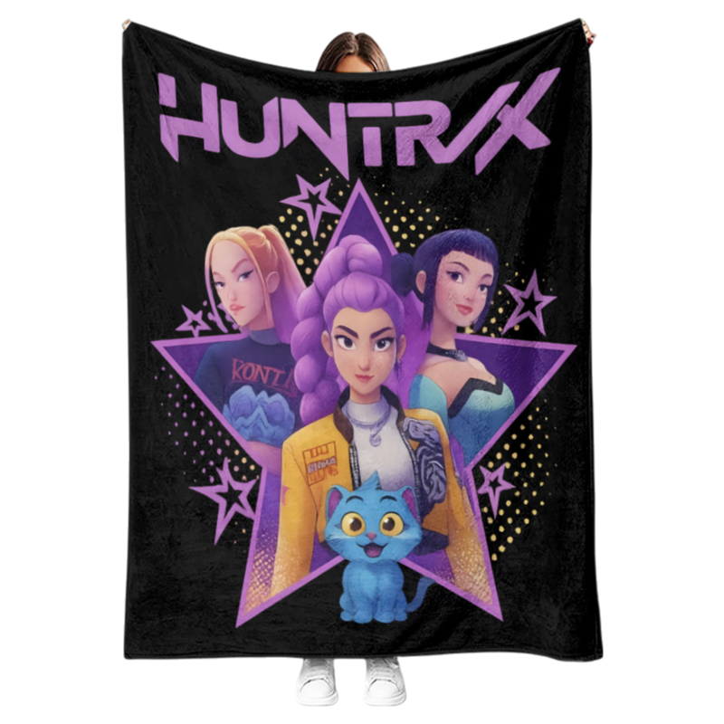 New K-pop Demon Hunters Plush Throw Blanket Flannel Nap Blanket for Sofa or Bed