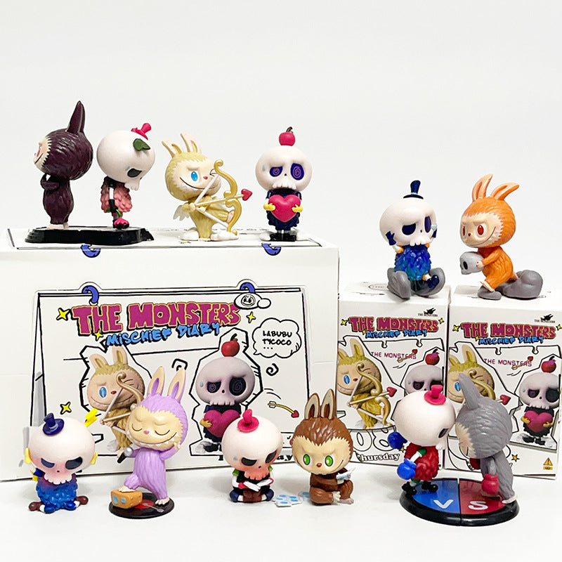 Labubu Yoga Flocked Vinyl Figure Collectible Toy Blind Box Surprise Trendy Desk Decor 6Pcs