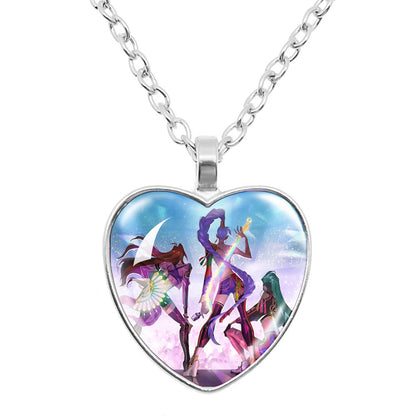 K-Pop Demon Hunters Alloy Heart Shaped Pendant Necklace Cartoon Anime Jewelry Accessory