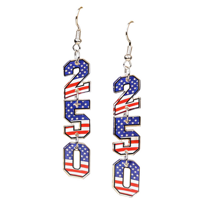 4th of July 250th Anniversary Patriotic USA Flag Acrylic Drop Earrings Holiday Jewelry