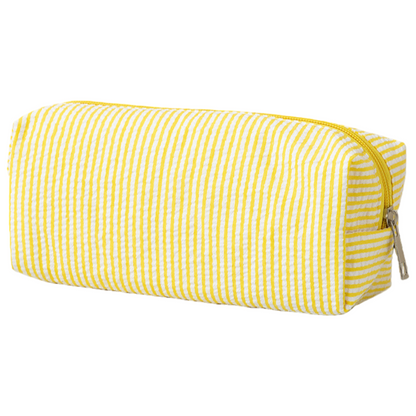Seersucker Striped Makeup Pouch Travel Toiletry Bag Pencil Case