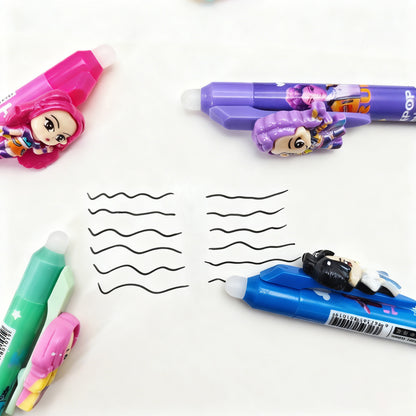 K-POP HUNTR Character Resin Clip Pens – Cute Click Gel Pens for Students & Office Use