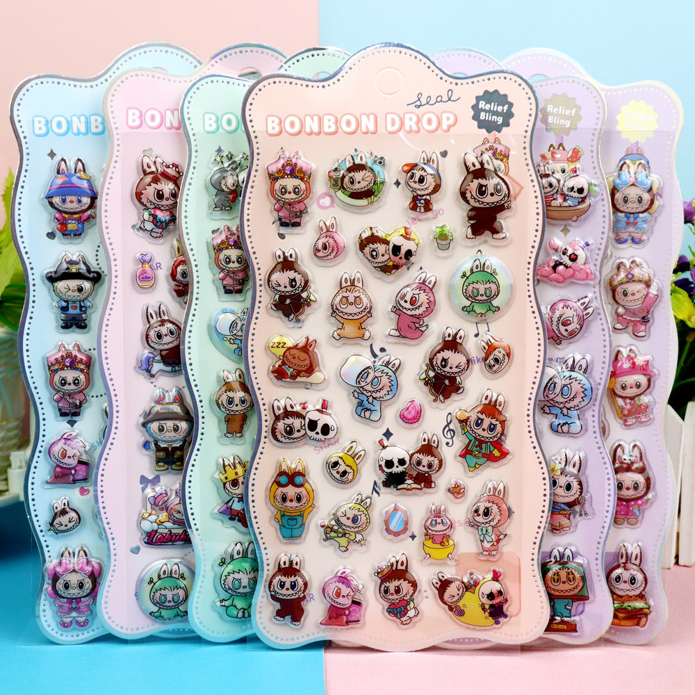 K-Pop Demon Hunters 3D Puffy Kids Cartoon Panda Layered DIY Anime Movie Merchandise Stickers