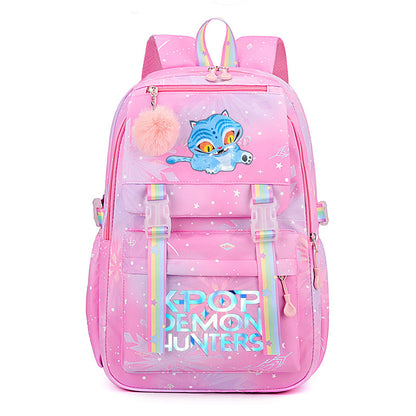 Kpop Demon Hunters Tiger Cartoon Backpack Rainbow Print Student School Bag