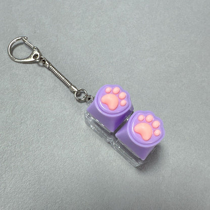 Kawaii Paw Print Keycap Bag Charm Keychain – Cute Mini Keyboard Keychain for Gifts