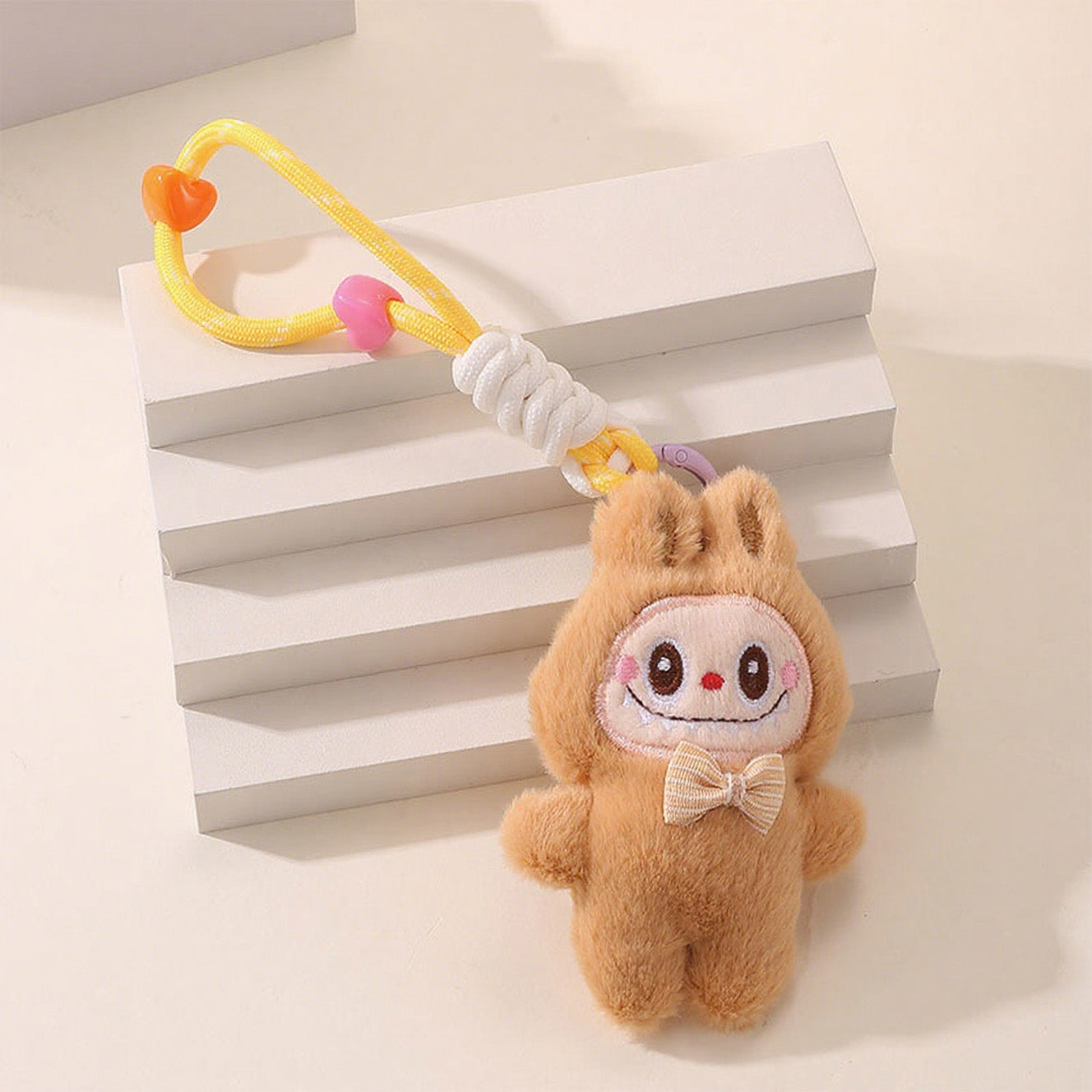 LABUBU Plush Keychain – Cute Cartoon Doll with Lanyard, Bag Charm & Key Holder