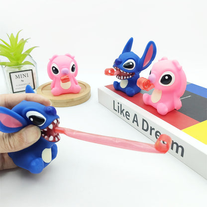 Cute Cartoon Monster Tongue Extension Squishy Stress Relief Toy Keychain