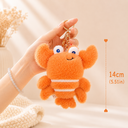 Cute Plush Crab & Lobster Keychain – Soft Fuzzy Bag Charm & Gift