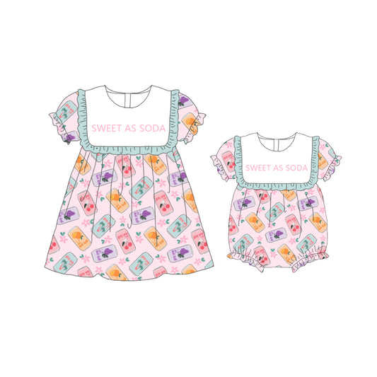 Sister Girls Summer "SWEET AS SODA" Embroidered SODA Dress Romper