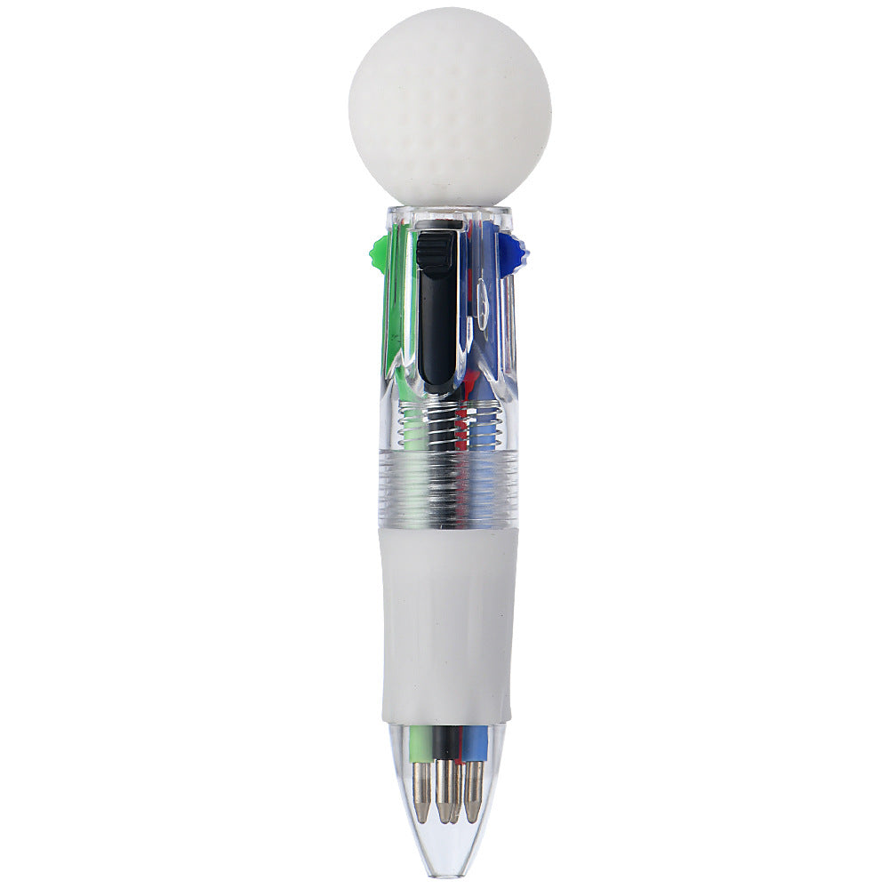 Mini 4-Color Ballpoint Pen with Sports Ball Top (Soccer, Basketball, Football)Click Retractable Planner Pen