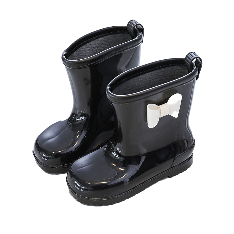 Kids' Non-Slip Rain Boots with Bow - Solid Color Toddler/Youth