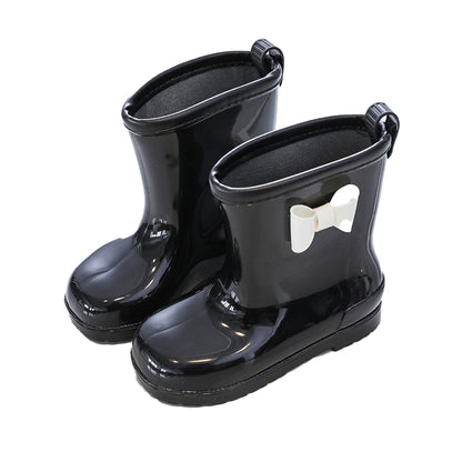 Kids' Non-Slip Rain Boots with Bow - Solid Color Toddler/Youth