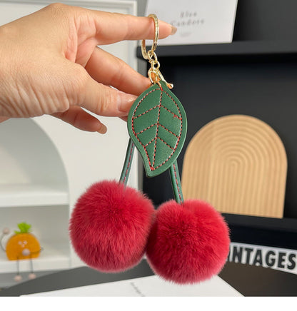 Cherry Plush Bag Pendant Lovely Keychain Cartoon Keyring Accessory