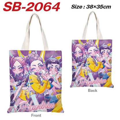 K-Pop Demon Hunters Full-Color Printed Canvas Tote Bag – Shoulder Carry Shopping Bag