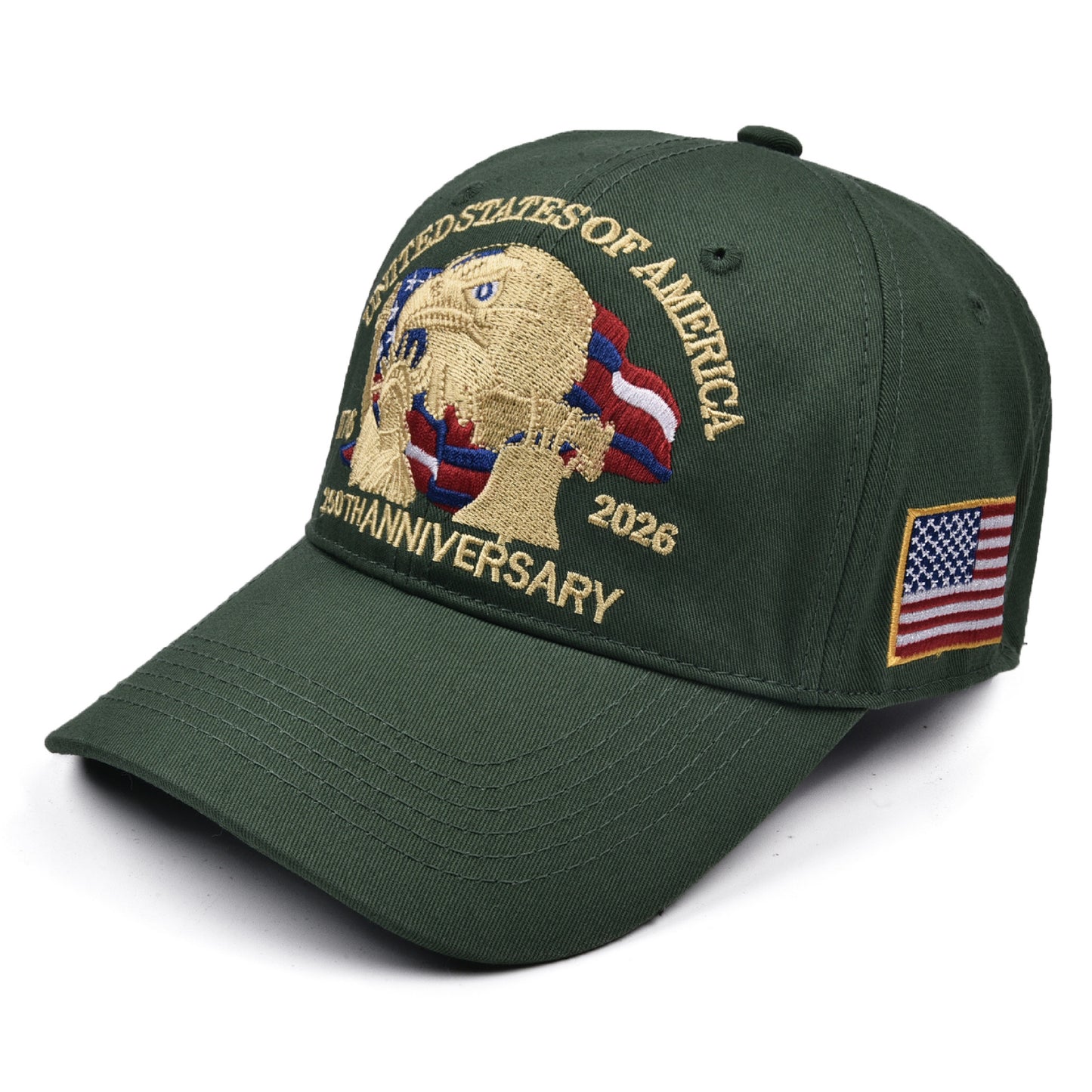 USA 250th Anniversary Embroidered Washed Baseball Cap Vintage Distressed Sun Hat