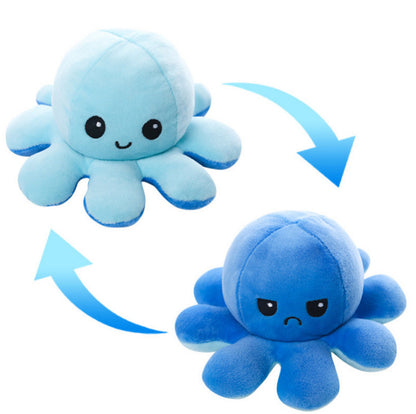 Reversible Octopus Plush Toy – Double-Sided Mood & Emotion Stuffed Animal