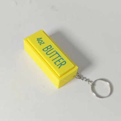 3D Printed Butter Clicker Fidget Keychain – Mini Food-Themed Bag Charm