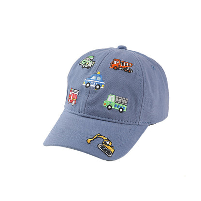 Kids Embroidered Baseball Cap with Cars Fire Truck Taxi Digger Truck Designs