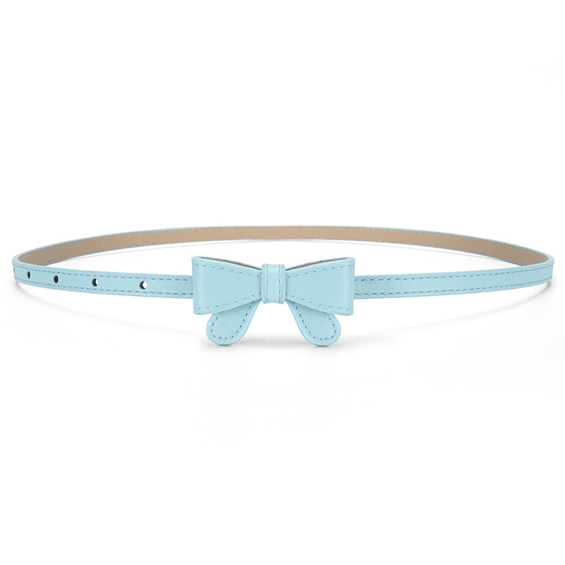 Bow Waist Belt for Girls Simple Fashion Pin Buckle Leather Belt