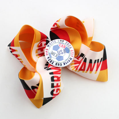 5.5-inch Double-Layer World Cup Ribbon Bow Hair Clip for USA, Canada & Mexico