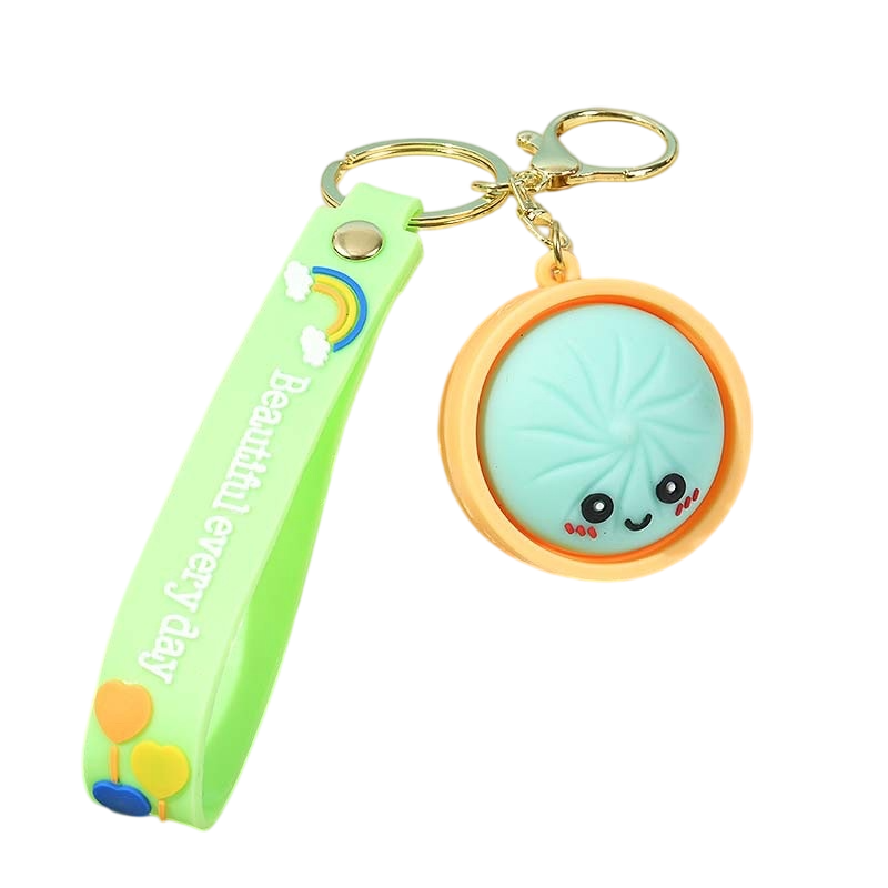 Cute Squishy Bun Keychain – Pressable Fidget Stress Relief Toy