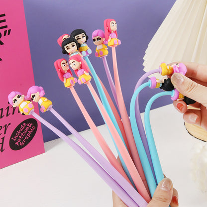 K-POP Huntr Shaker Gel Pen – Cute Silicone Character Neutral Pen for School & Office