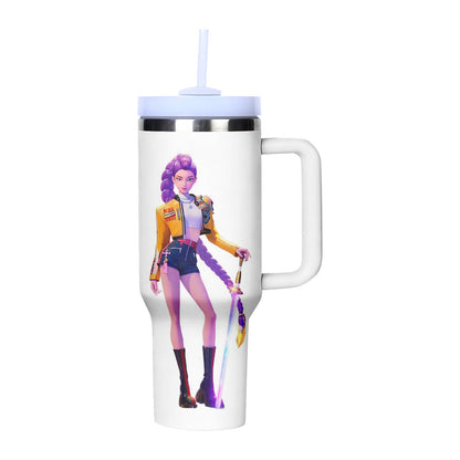 KPOP Demon Hunters 40oz Insulated Tumbler with Handle and Straw Car Travel Mug Cold Stainless Steel Cup