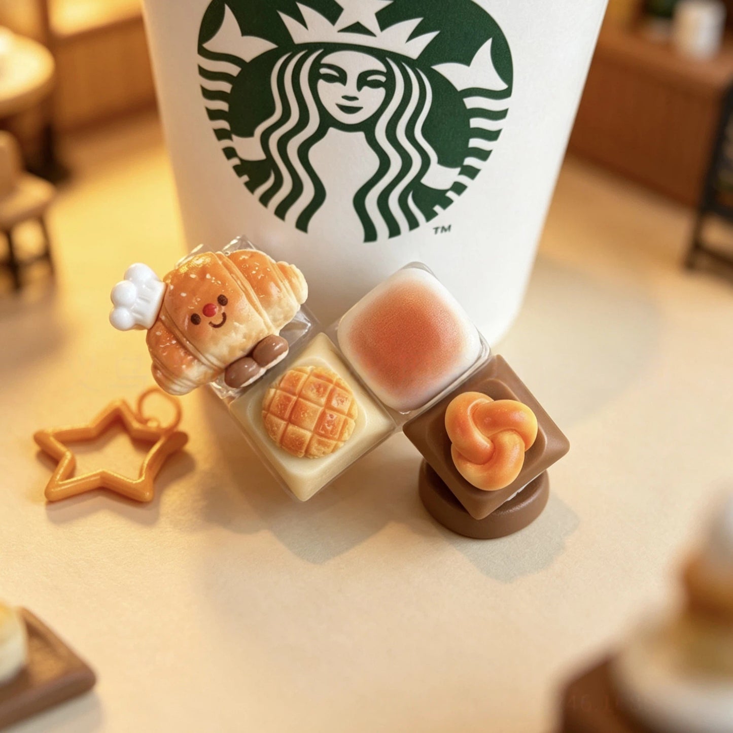 Cute Resin Food Fidget Keychain Hanging Charm