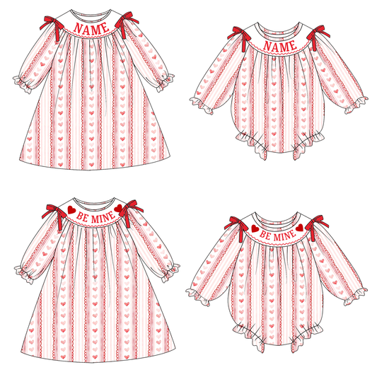 2026 Valentine's Day Heart Custom Name Smocked Embroidered Collection