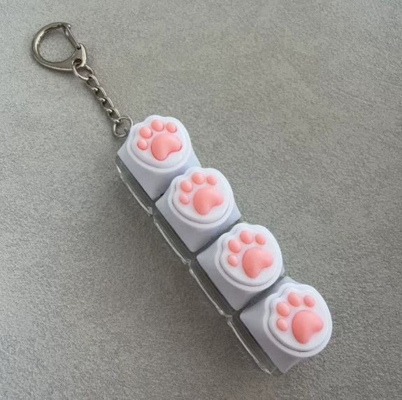 Silicone Cat Paw Keycap Stress Relief Keychain Keyboard-Style Pendant Charm