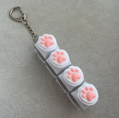 Silicone Cat Paw Keycap Stress Relief Keychain Keyboard-Style Pendant Charm