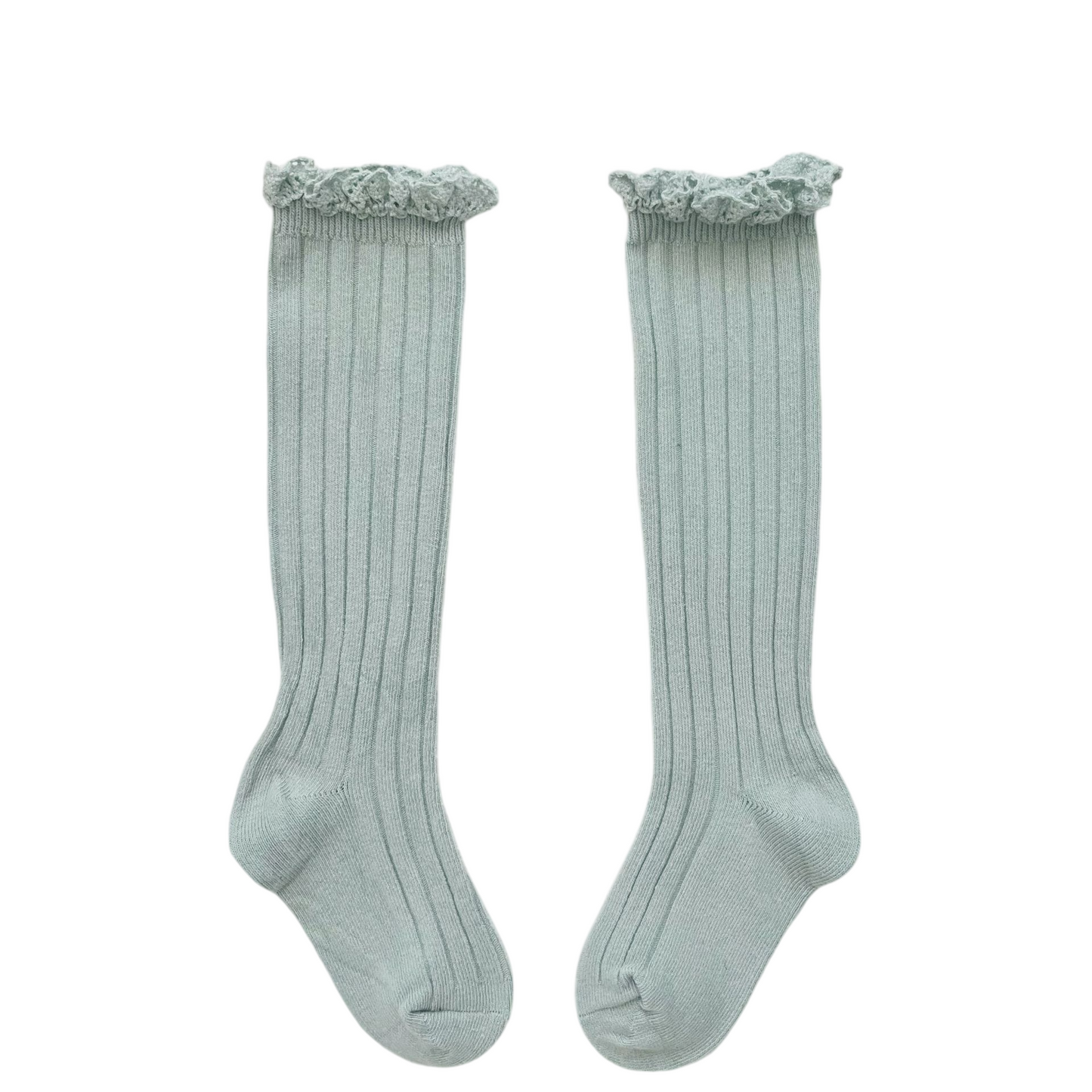 Kids Solid Color Mid-Calf Socks Combed Cotton Lace Trim Frilly Socks Spring & Autumn Wear