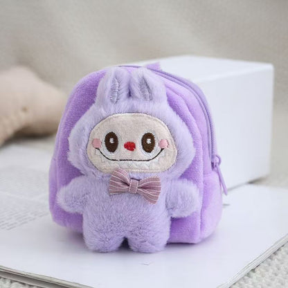 Plush Labubu Mini Backpack Coin Purse & Earphone Case – Cute Bag Charm Keychain