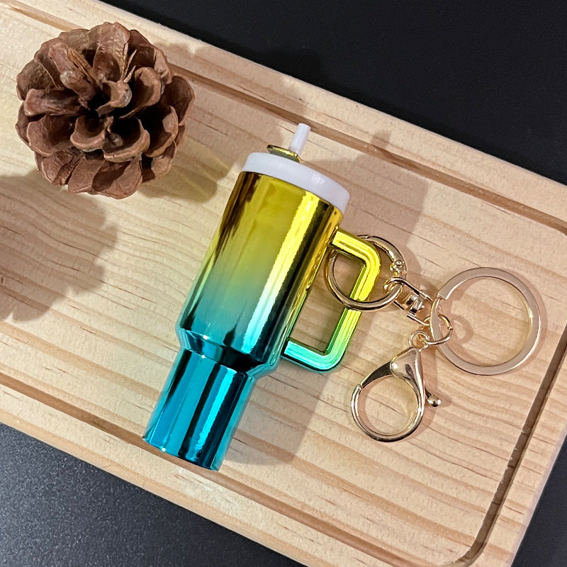 Mini Tumbler Bag Charm Keychain Holographic Rainbow Plastic Cup Charm Accessory