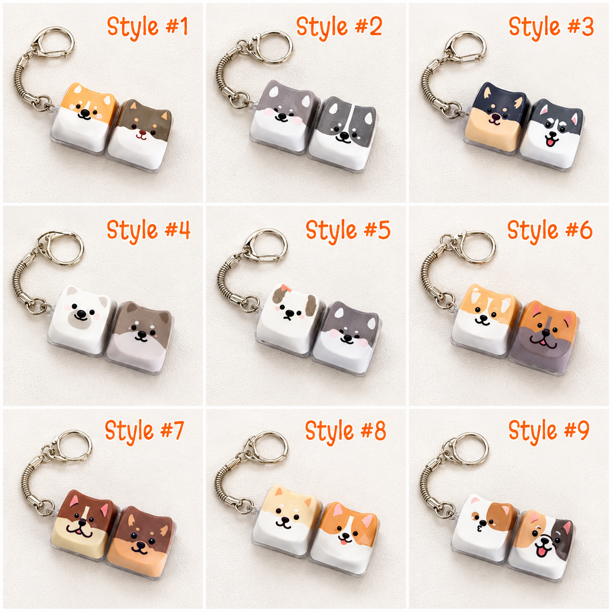 Cute Animal Dog Keycap Fidget Keychain – Pressable Bag Charm