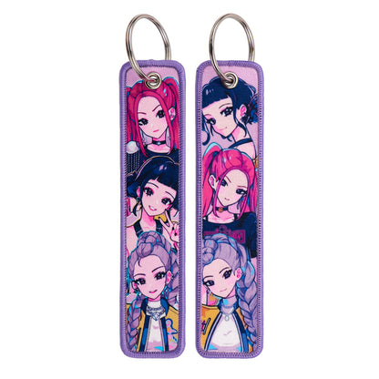 Kpop Demon Hunters Woven Keychain Anime Fabric Bag Charm Accessory