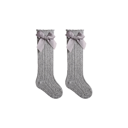Baby Girls Knee High Mesh Breathable Spring & Summer Princess Socks with Bow