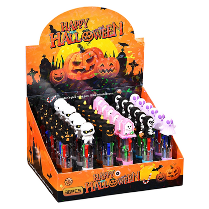 Halloween Mini 4-Color Retractable Ballpoint Spooky Character Pens 36-Piece Display Box