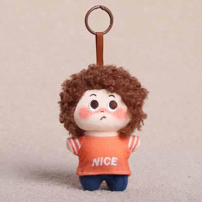 Curly Hair Plush Doll Bag Charm – Cute Character Keychain
