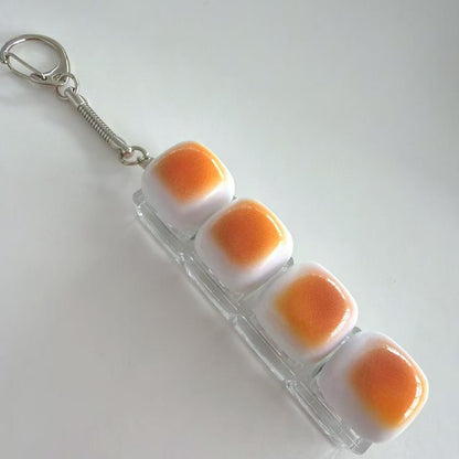 Caramel Mini Toast Cube Keycap Stress Relief Keychain Squishy Keyboard Button Charm