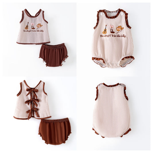 Kids Summer Fall Western Boots Farm Embroidery Sibling Clothes